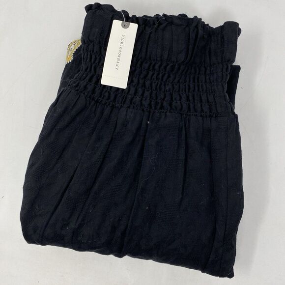 Anthropologie Women's Medium Black Motif Yellow White Printed Wide Leg Pants NEW - Picture 1 of 5
